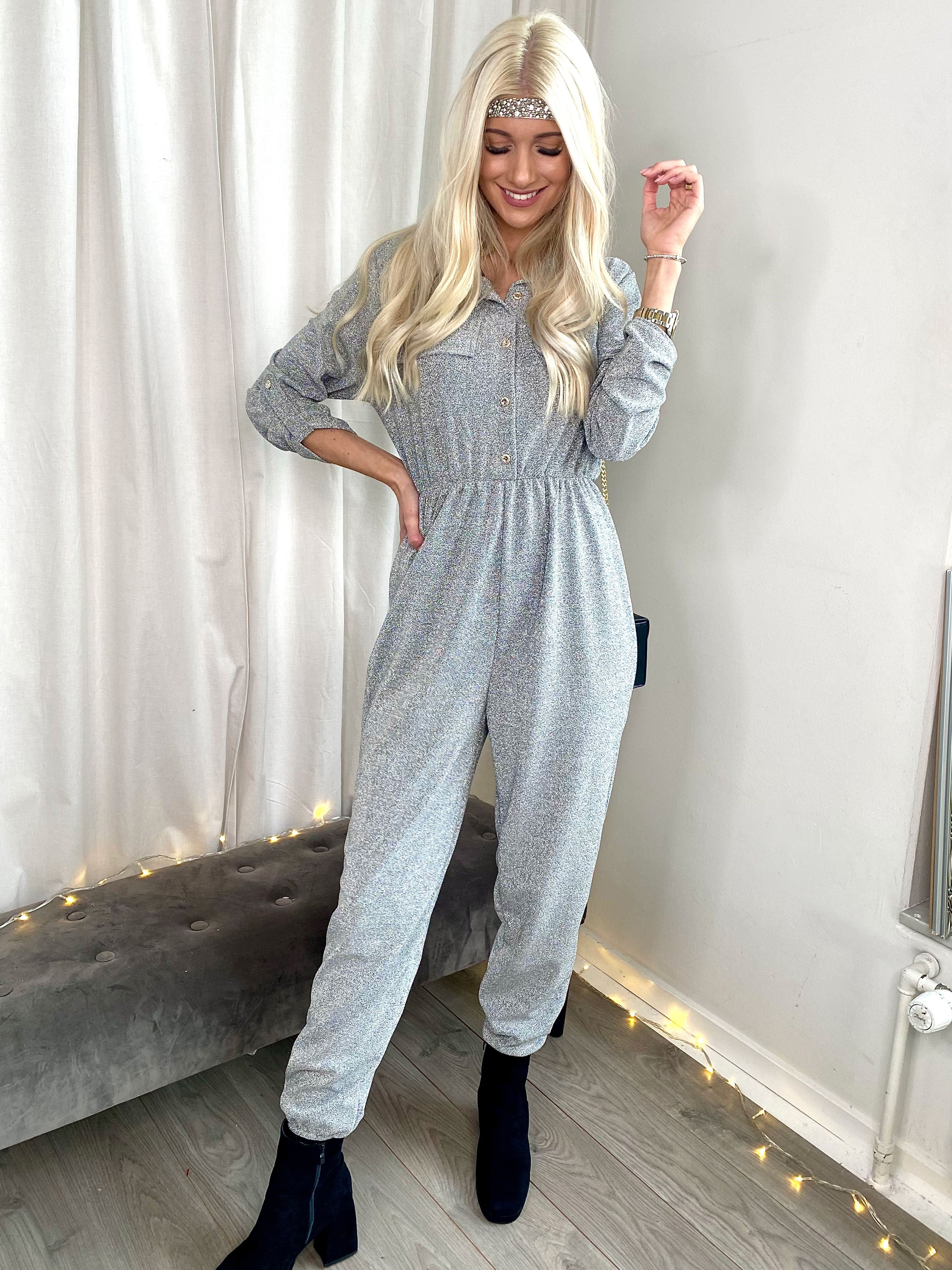 Glitter - Elastisk buksedragt med glimmer